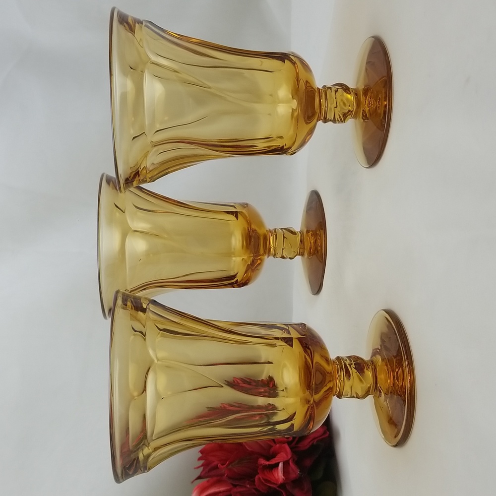 Fostoria Jamestown Amber Footed Ice Tea Glasses